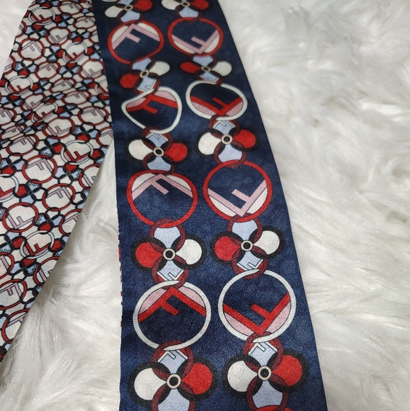 Reversible Coral & Gray Bird & Flower Print Twilly Narrow Tie Scarf - Picture 2 of 4